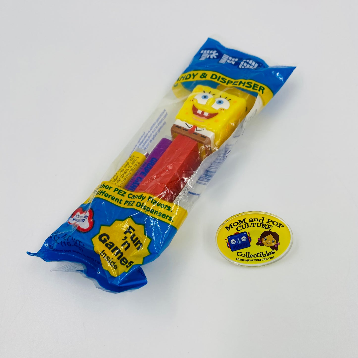 SpongeBob SquarePants red stem PEZ dispenser (2004) bagged 4.9 Hungary blue cello