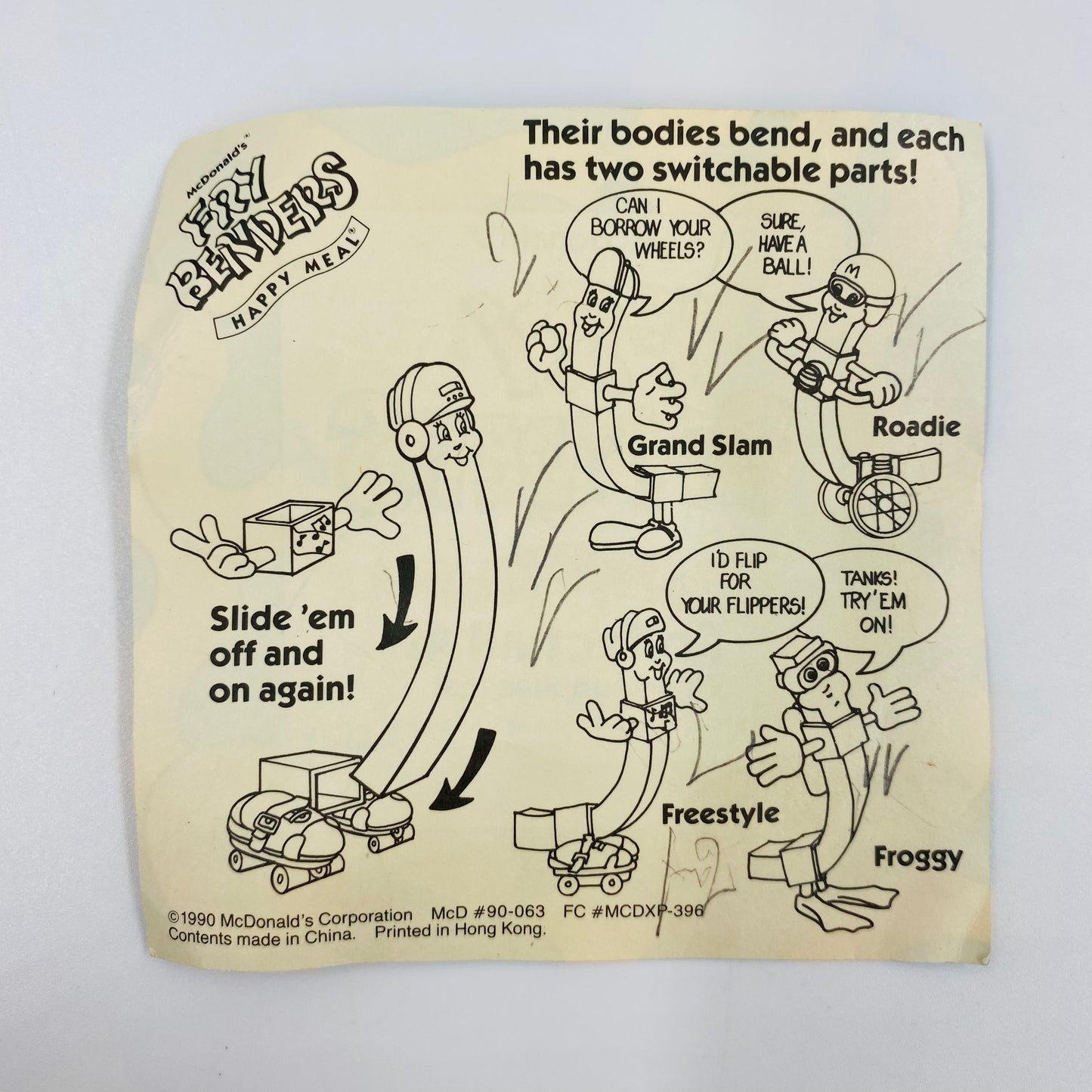 McDonald's Fry Benders complete set of 5 McDonald's Happy Meal toys (1990) bagged and loose
