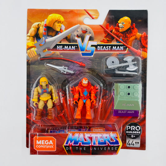 Mega Construx Masters of the Universe He-Man VS Beast Man carded 2” micro action figures (2020) GNN73 Mattel