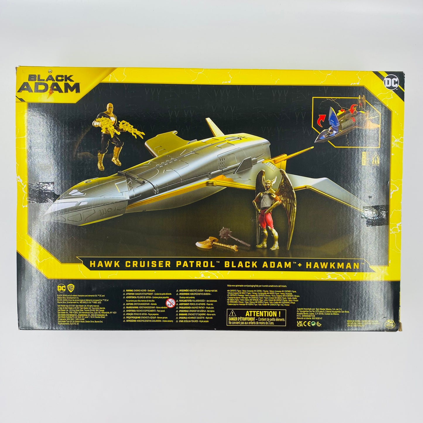 Black Adam Hawk Cruiser Patrol Black Adam & Hawkman boxed vehicle & 4” action figures (2022) Spin Master