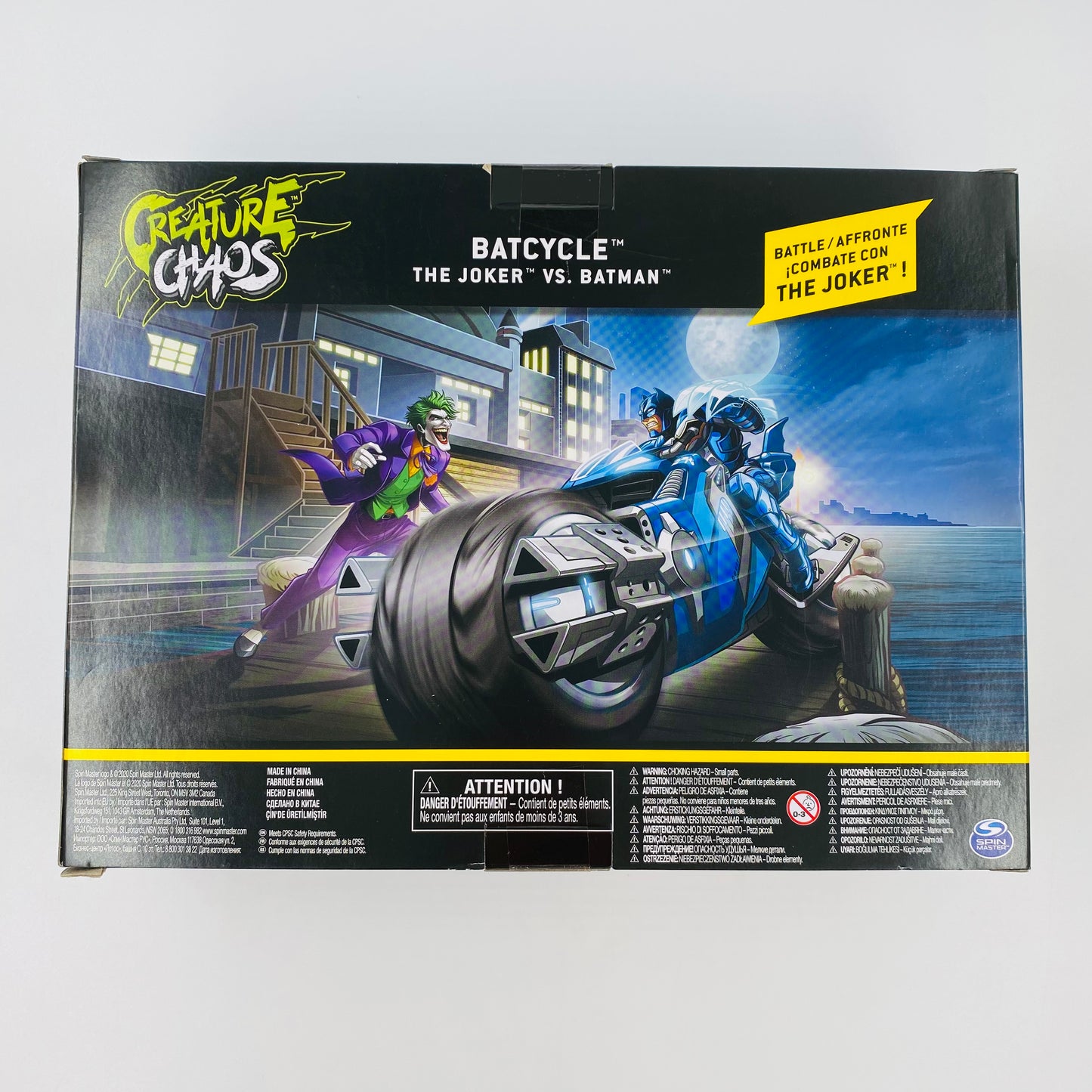 Batman The Caped Crusader Creature Chaos Batcycle, The Joker VS Batman boxed vehicle & 4” action figures (2021) Spin Master