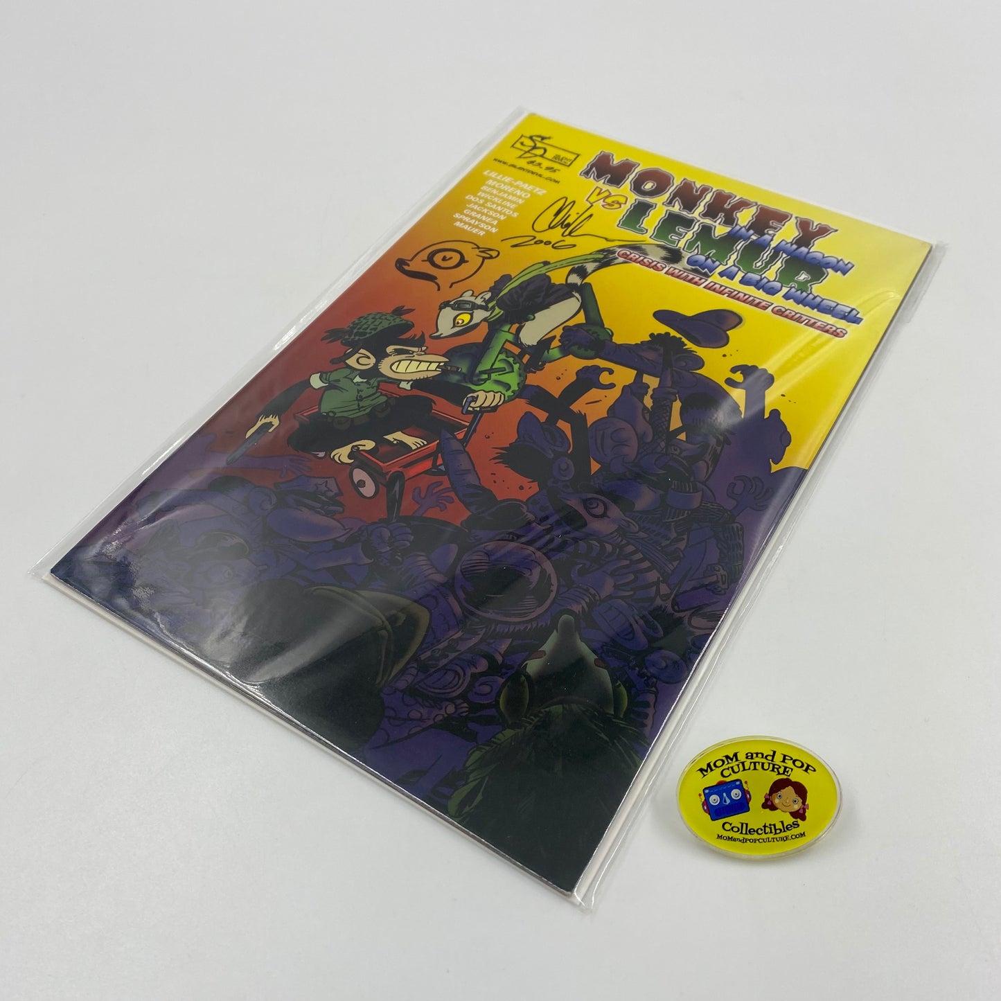 Monkey in a Wagon VS Lemur on a Big Wheel Crisis with Infinite Critters (2006) Silent Devil (SIGNED & SKETCHED) (VG+)