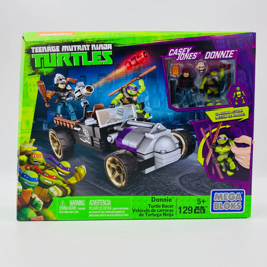 Mega Bloks Teenage Mutant Ninja Turtles Donnie Turtle Racer with Donatello & Casey Jones boxed building bricks set with 2” micro action figures (2016) DMX52 Mattel