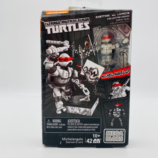 Mega Bloks Teenage Mutant Ninja Turtles Michelangelo boxed 2” micro action figure with diorama base (2016) DPD85 Mattel