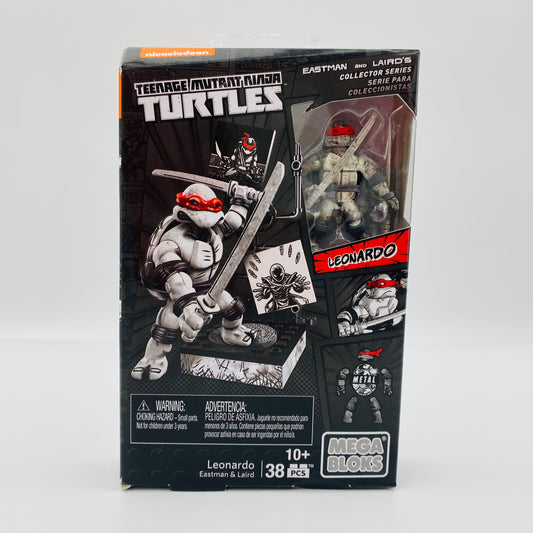 Mega Bloks Teenage Mutant Ninja Turtles Leonardo boxed 2” micro action figure with diorama base (2016) DPD86 Mattel