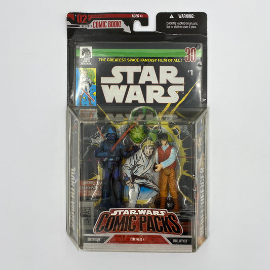 Star Wars Comic Packs #2 Darth Vader & Rebel Officer carded 3.75” action figures (2006) Hasbro
