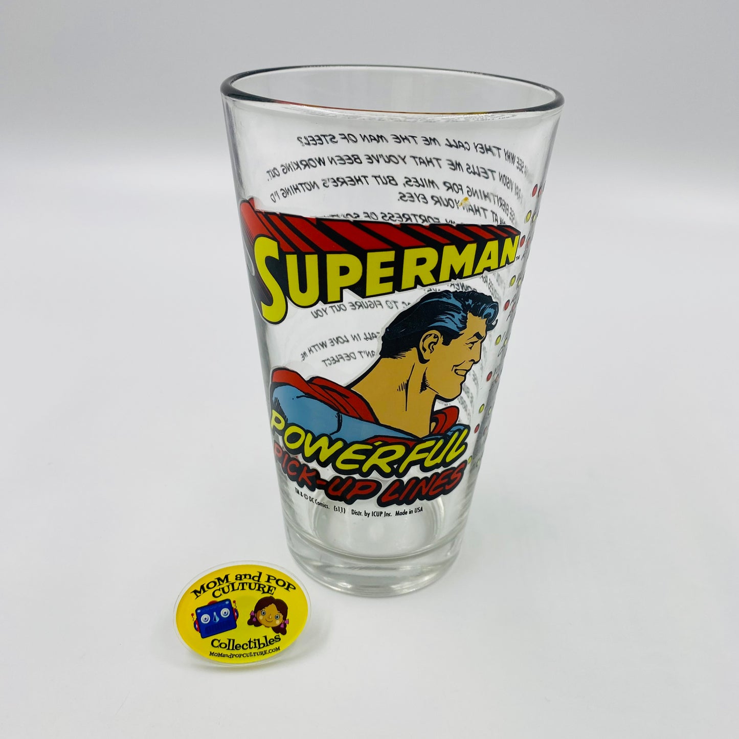 Superman Powerful Pick-Up Lines 16oz glass