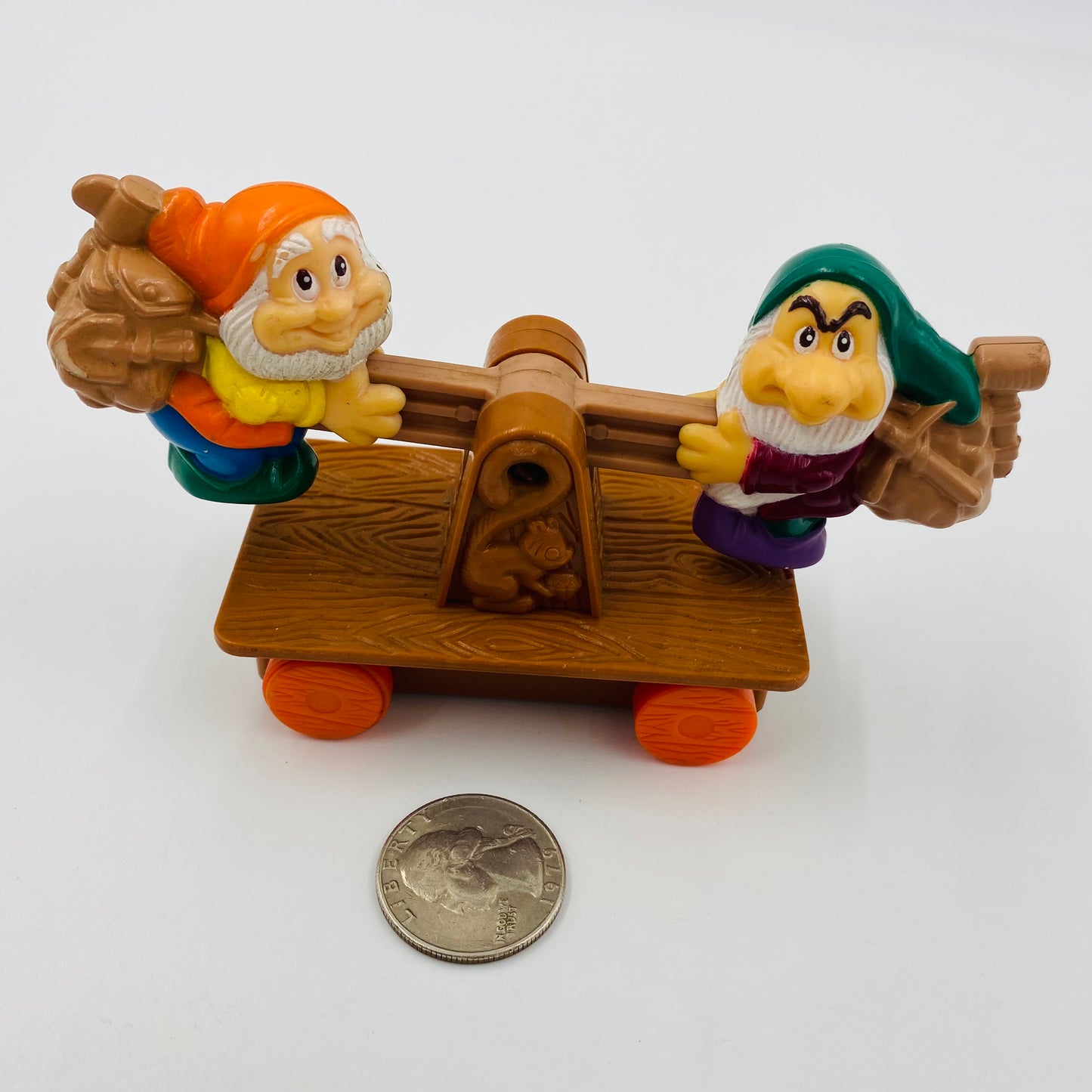 Snow White and the Seven Dwarfs Grumpy & Happy McDonald's Happy Meal toy (1992) loose