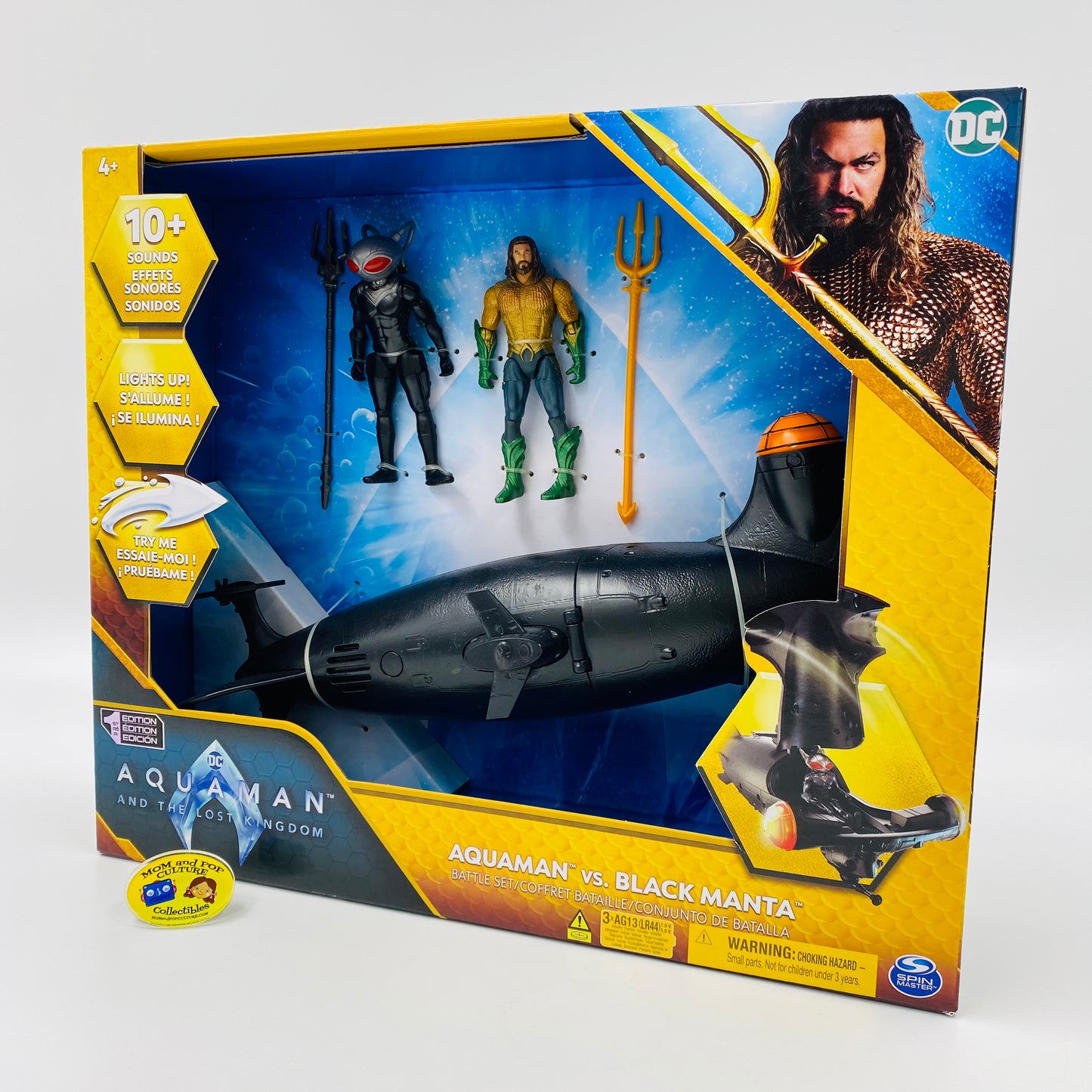 Aquaman and the Lost Kingdom Aquaman VS Black Manta Battle Set boxed 4” action figure and vehicle 3-pack (2023) Spin Master