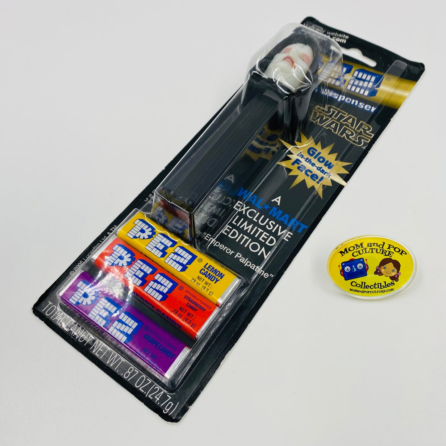 Star Wars Emperor Palpatine Glow in-the-dark Face PEZ dispenser (2005) carded 5.9 China
