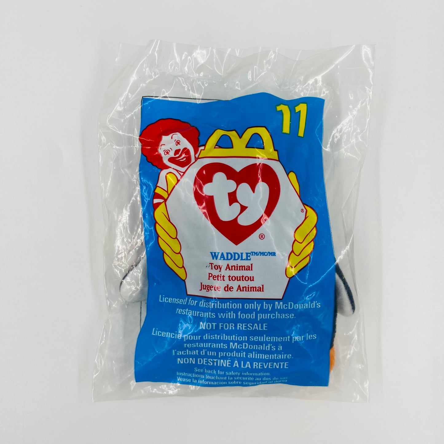 Teenie Beanie Babies Waddle the Penguin McDonald's Happy Meal bean bag plush toy animal (1998) bagged