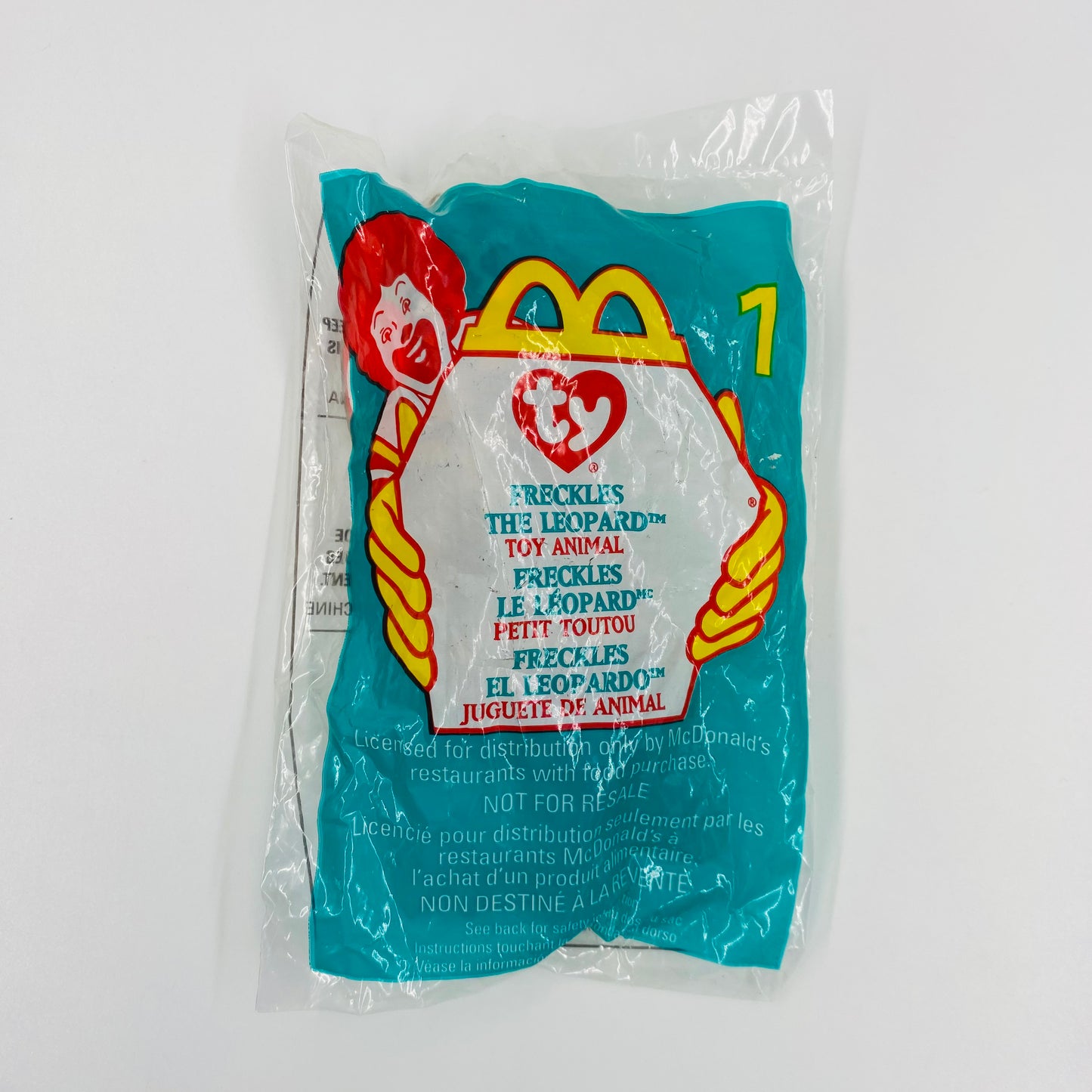 Teenie Beanie Babies Freckles the Leopard McDonald's Happy Meal bean bag plush toy animal (1999) bagged