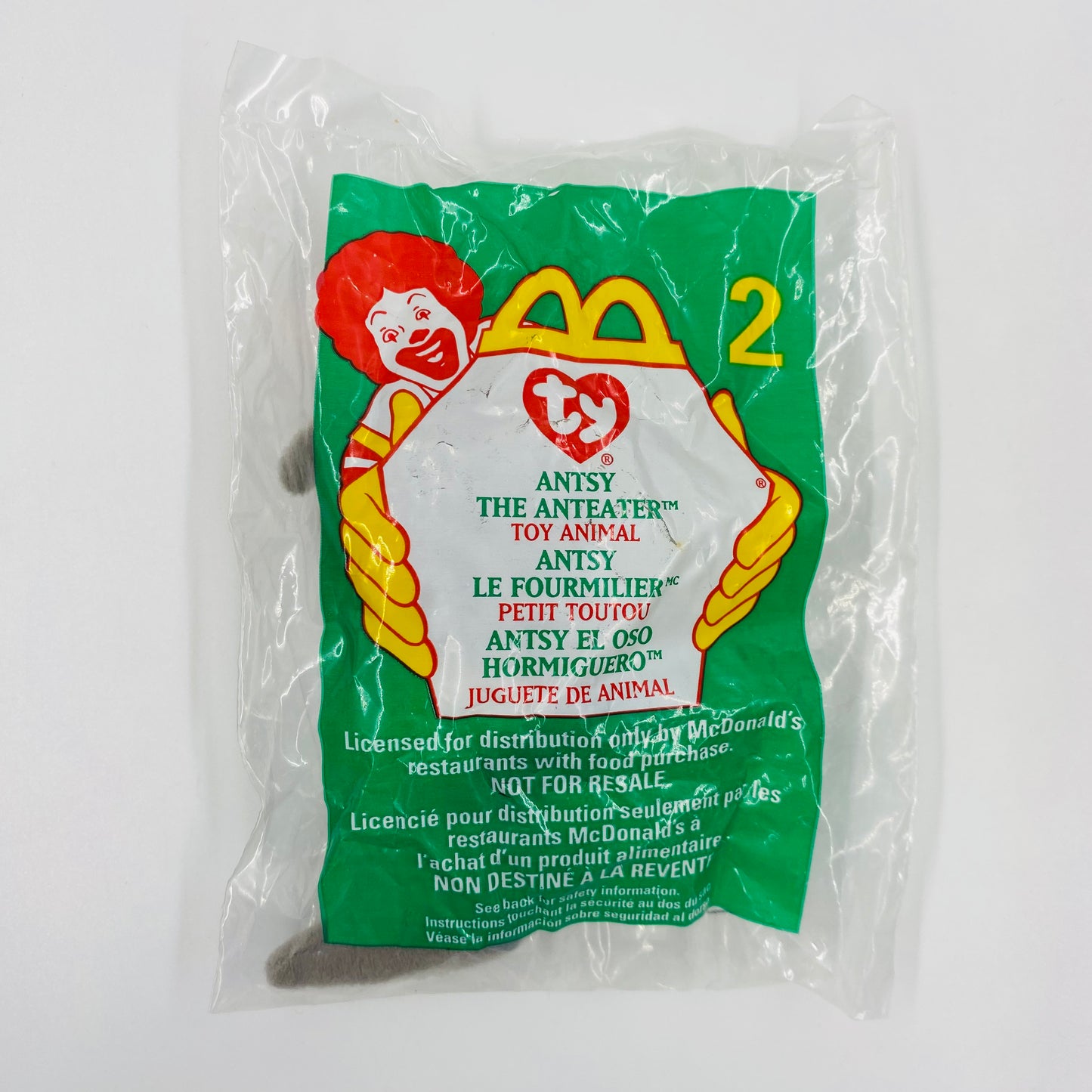 Teenie Beanie Babies Antsy the Anteater McDonald's Happy Meal bean bag plush toy animal (1999) bagged