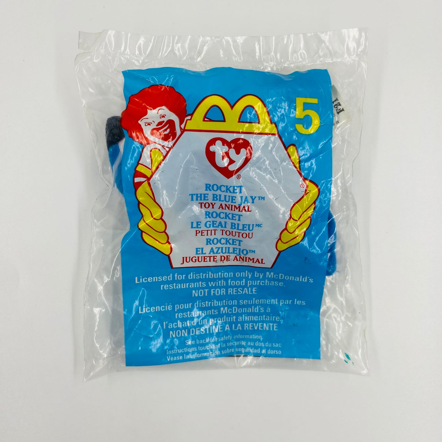 Teenie Beanie Babies Rocket the Blue Jay McDonald's Happy Meal bean bag plush toy animal (1999) bagged