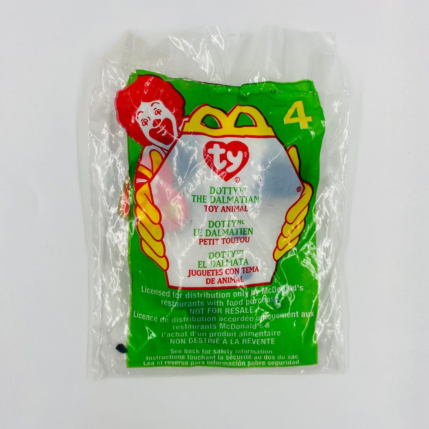 Teenie Beanie Babies Dotty the Dalmatian McDonald's Happy Meal bean bag plush toy animal (2000) bagged