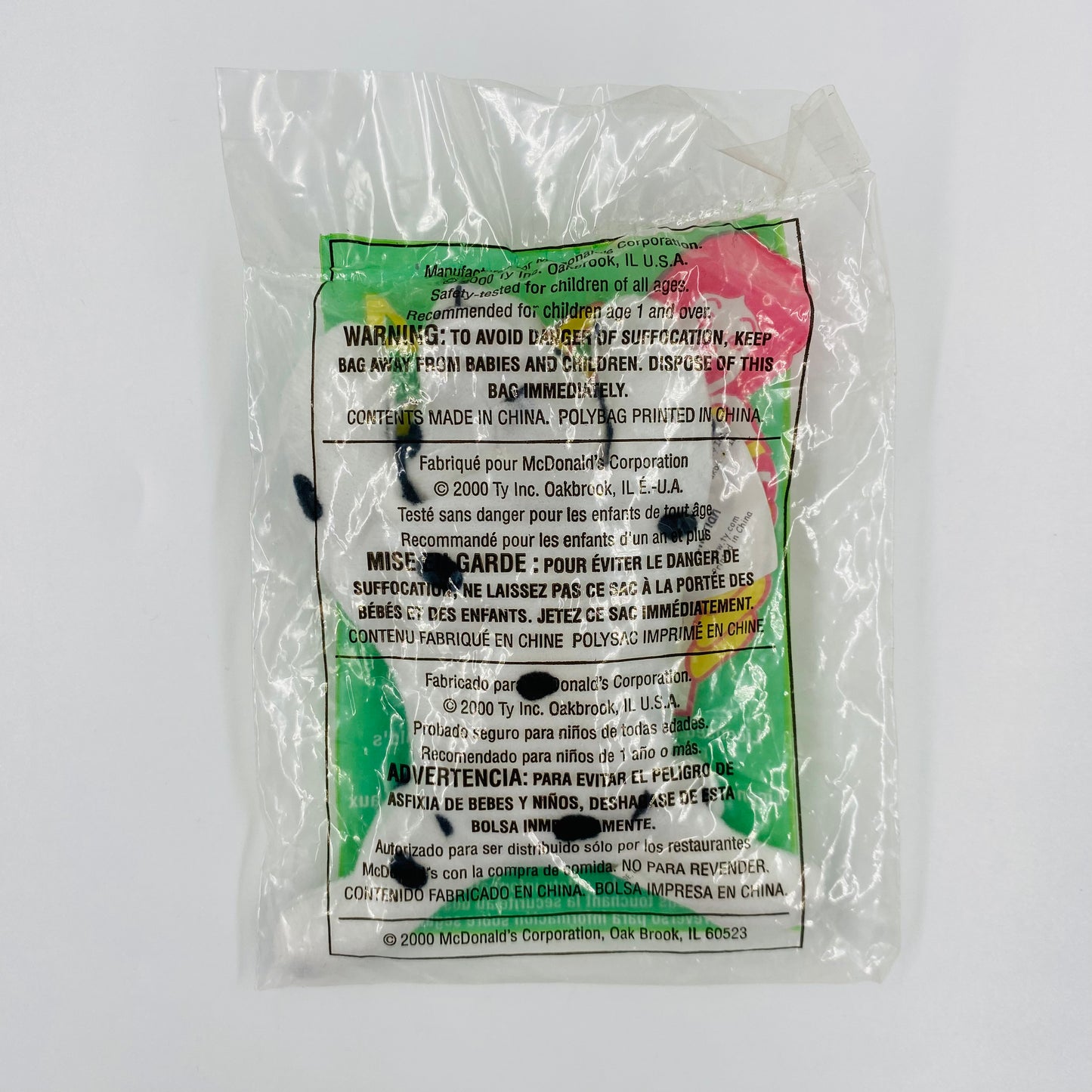 Teenie Beanie Babies Dotty the Dalmatian McDonald's Happy Meal bean bag plush toy animal (2000) bagged