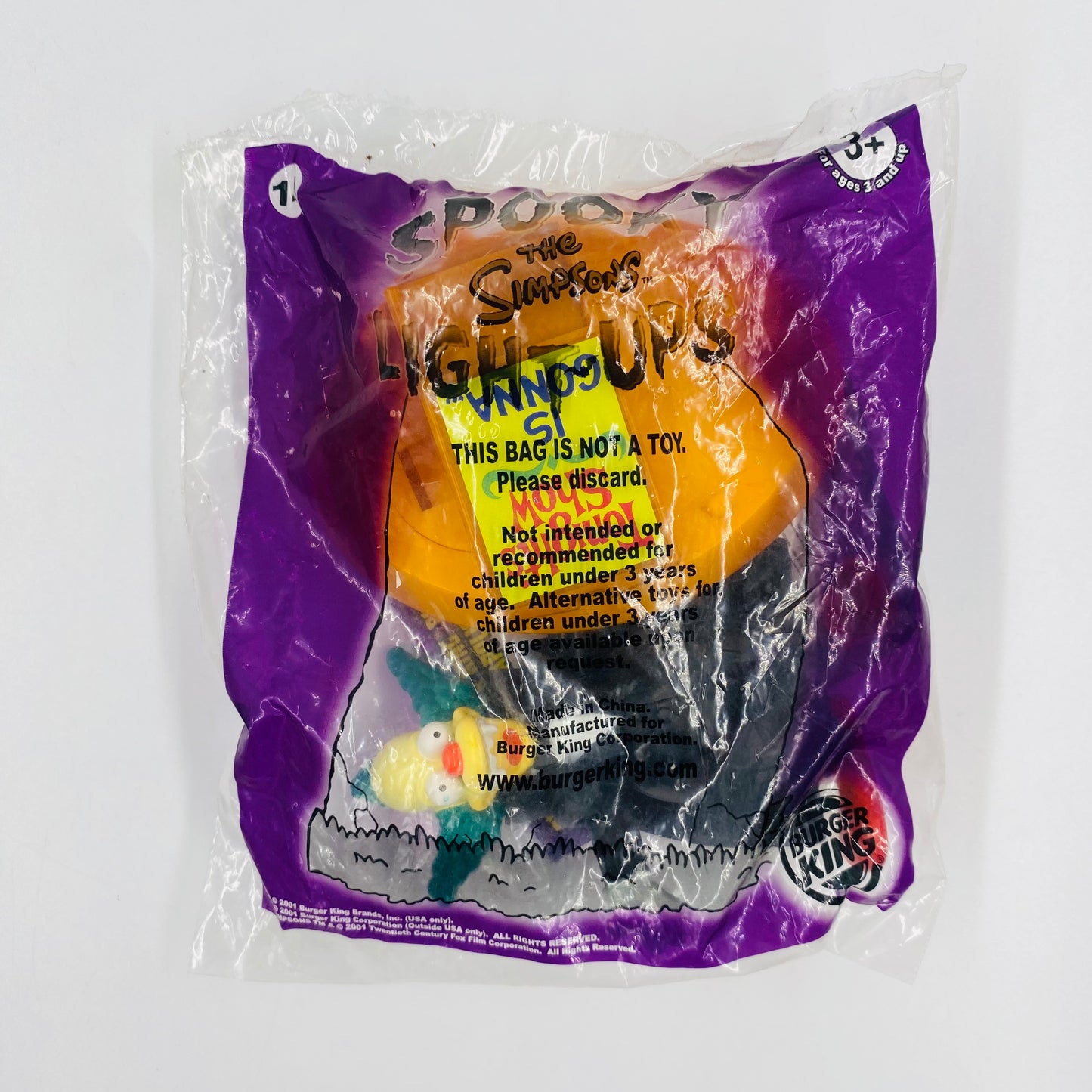 The Simpsons Spooky Light-Ups Krusty Burger King Kids' Meals toy (2001) bagged