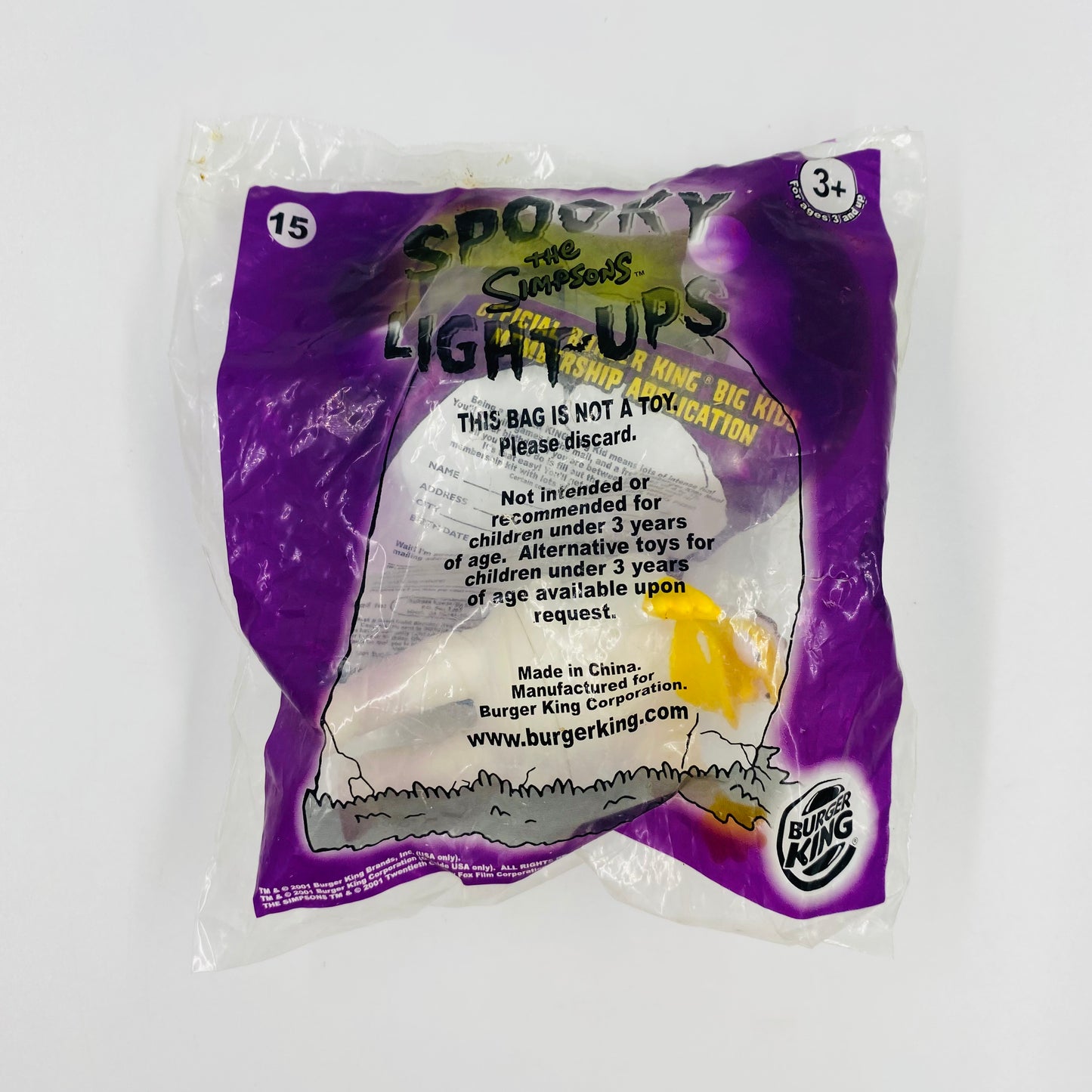 The Simpsons Spooky Light-Ups Barney Burger King Kids' Meals toy (2001) bagged