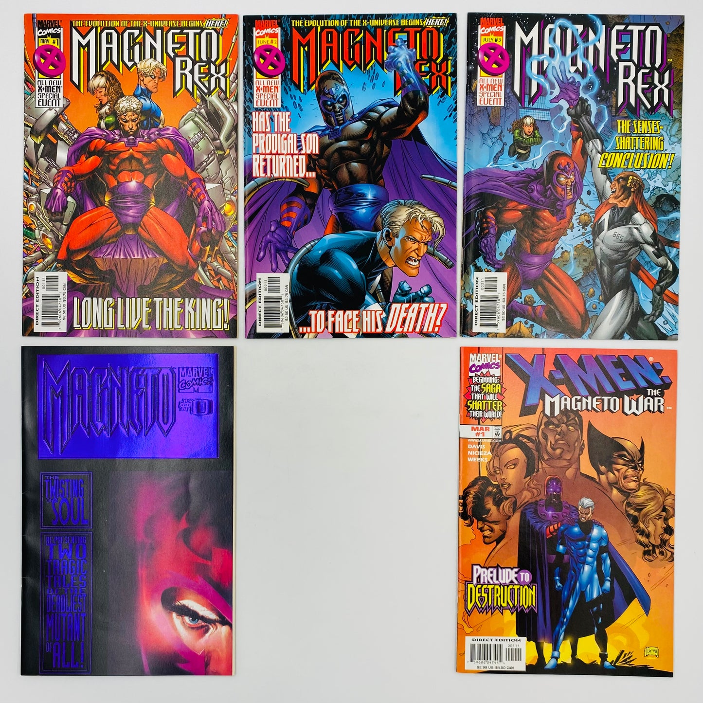 Magneto Fun Pack: Magneto #0 “The Twisting of the Soul” (1993) Magneto #1-4 (1996-1997) X-Men The Magneto War #1 (1999) Magneto Rex #1-3 (1999) Marvel