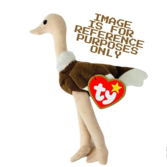 Teenie Beanie Babies Stretchy the Ostrich McDonald's Happy Meal bean bag plush toy animal (1999) bagged
