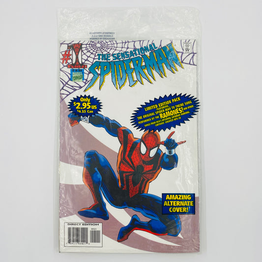 Sensational Spider-Man Camelot Music Limited Edition #1 polybagged w/ Saturday Morning Cartoons sampler cassette (1996) Marvel