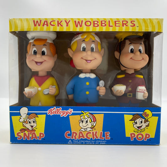 Wacky Wobblers Kellogg’s Rice Krispies Snap Crackle & Pop boxed 7" bobbleheads (2000) Funko