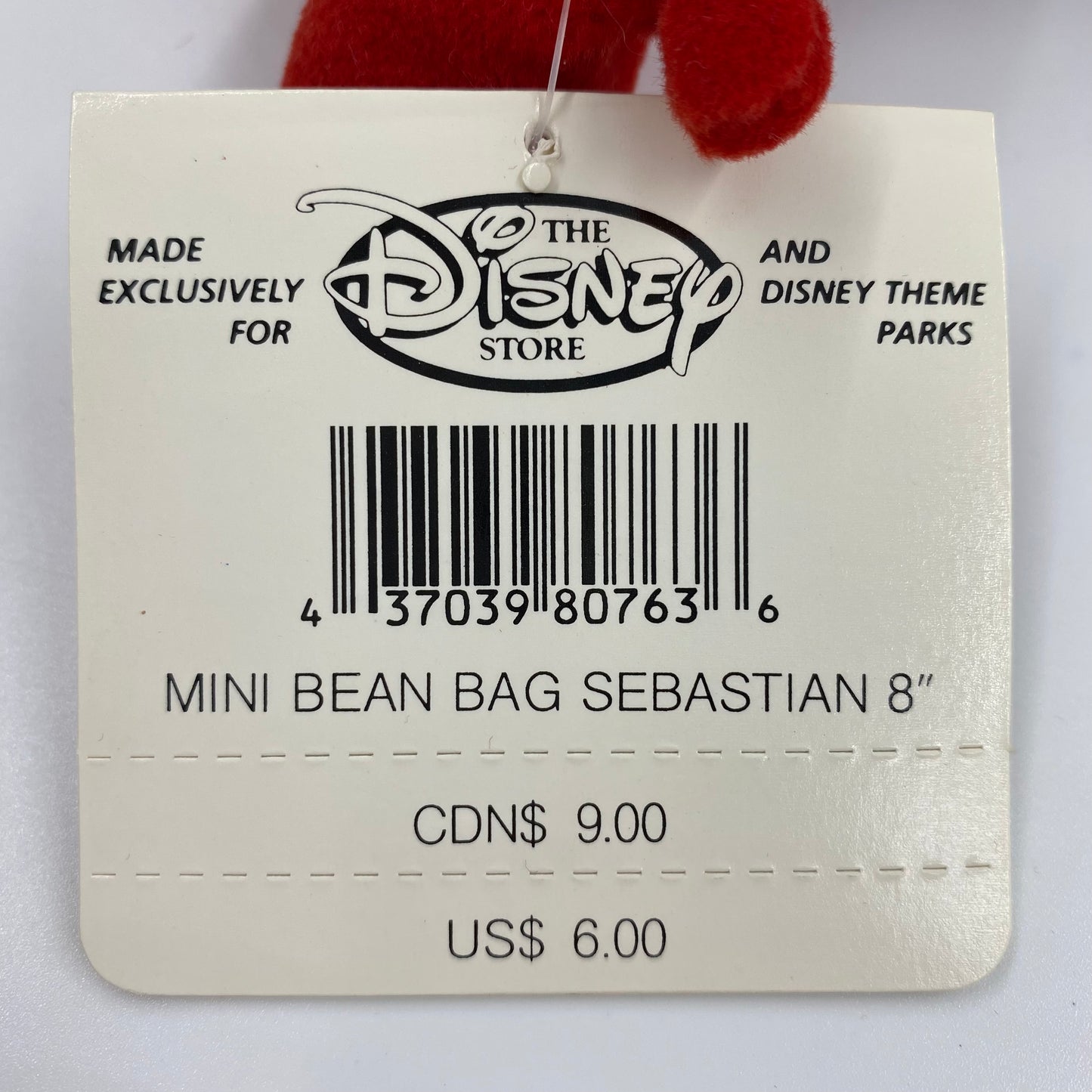 The Disney Store Little Mermaid Sebastian mini bean bag plush