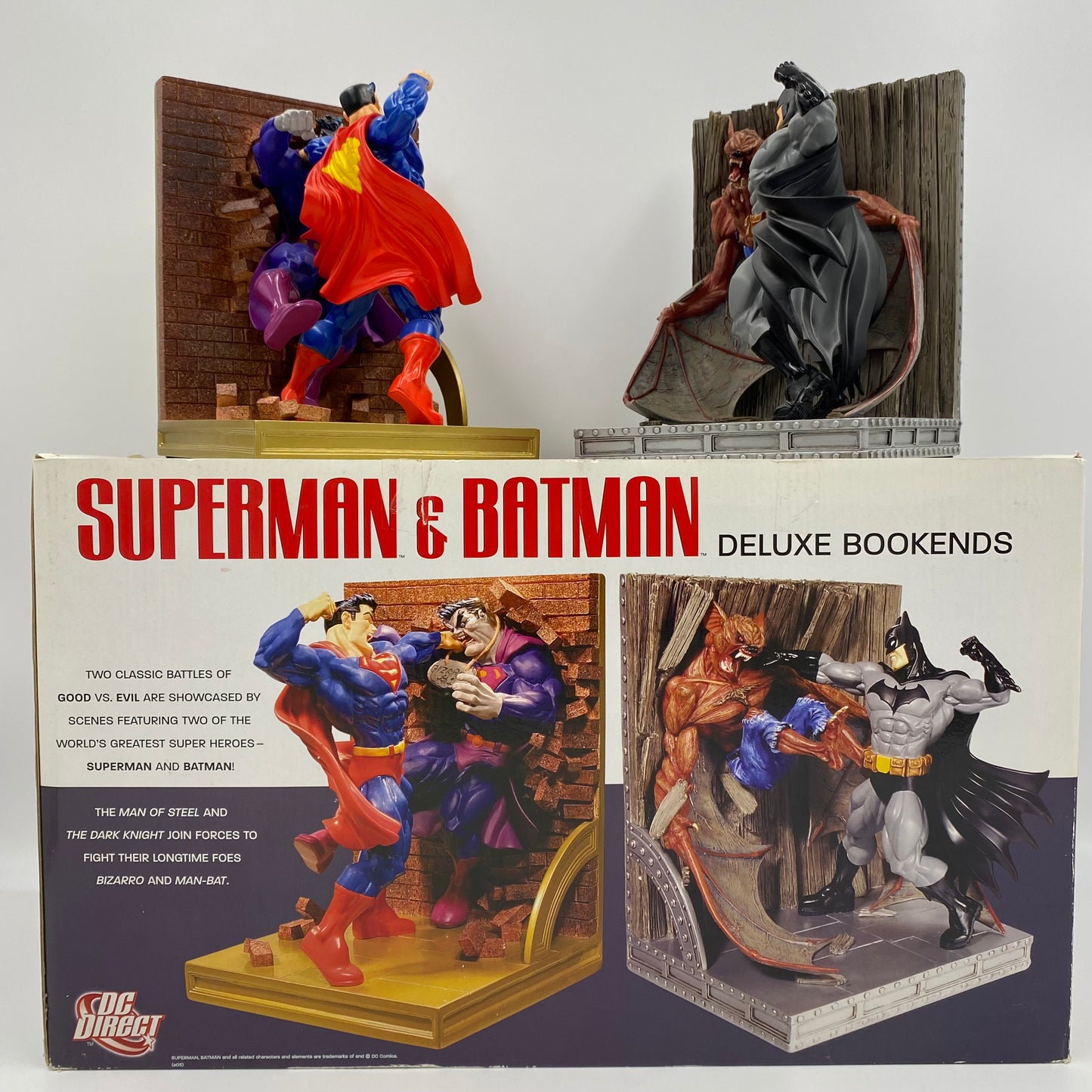 Superman & Batman deluxe bookends (2005) DC Direct (!BROKEN!)
