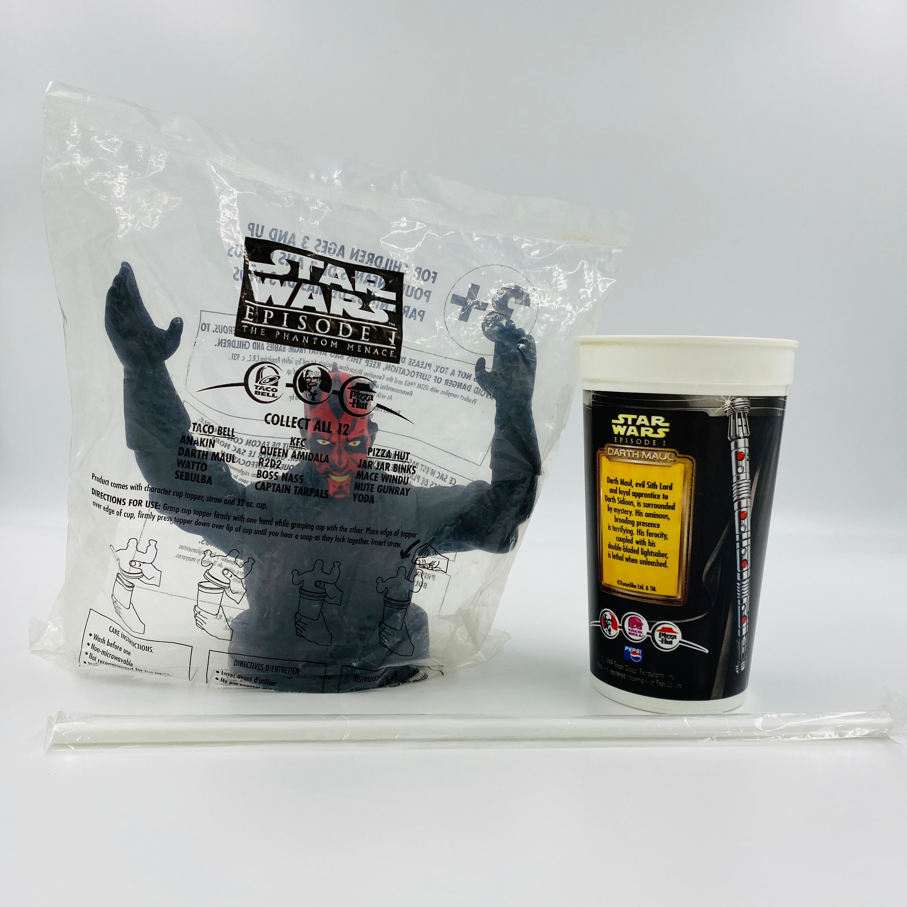 Star Wars Phantom Menace 5 Cup Lids 3 cups 3 straws