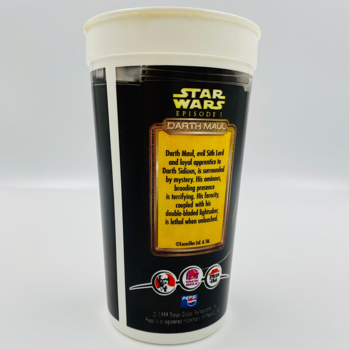 Star Wars Darth Maul 32oz plastic cup w/cup topper (1999)