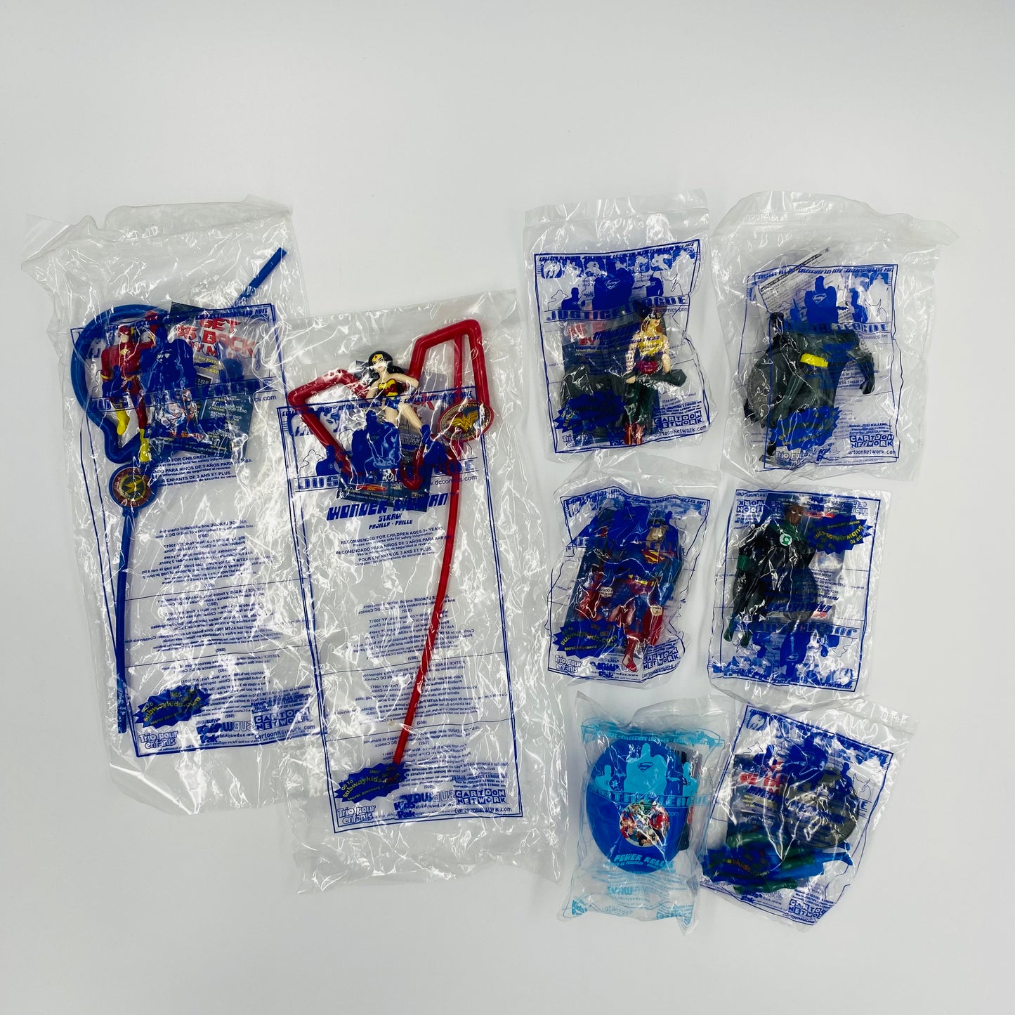 Justice League complete set of 8 Subway Kids’ Pak toys (2002) bagged