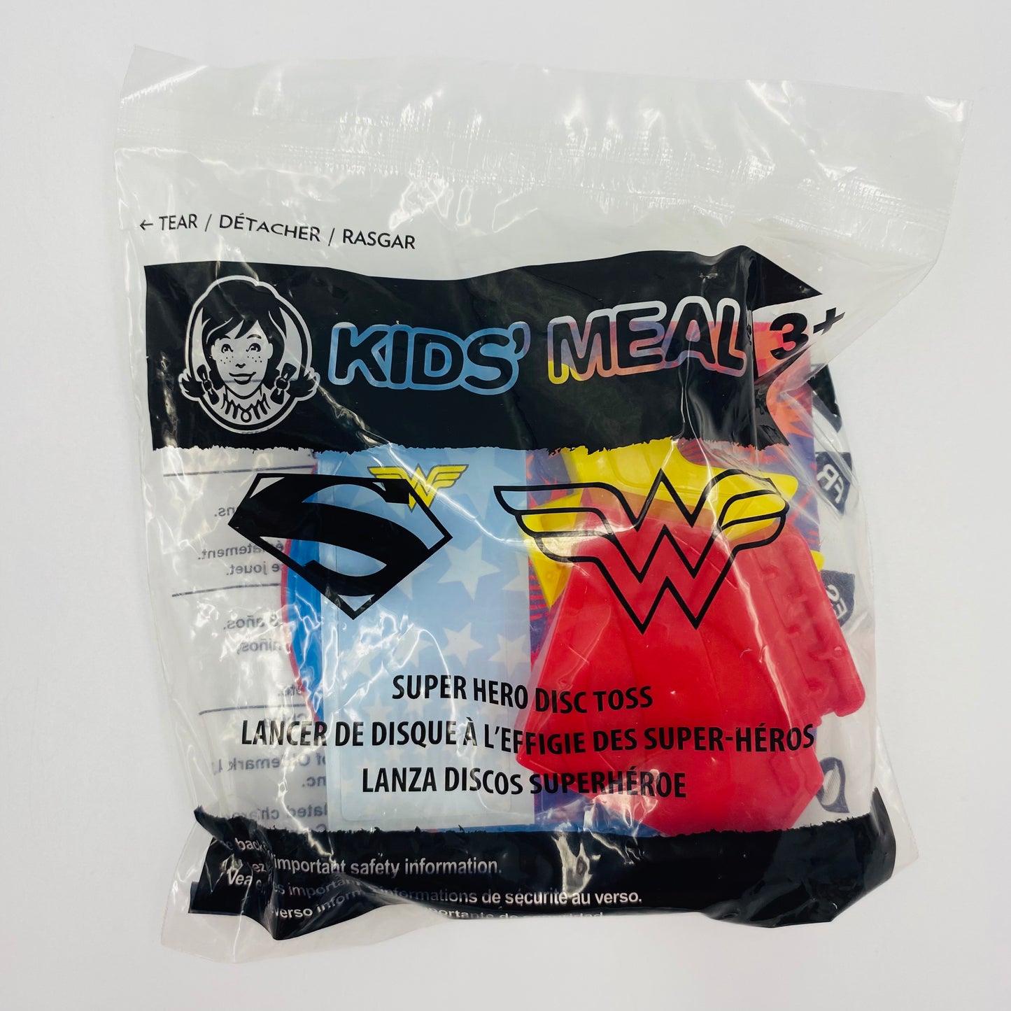 Superman/Wonder Woman Super Hero Disc Toss Wendy's Kids' Meal toy (2013) bagged