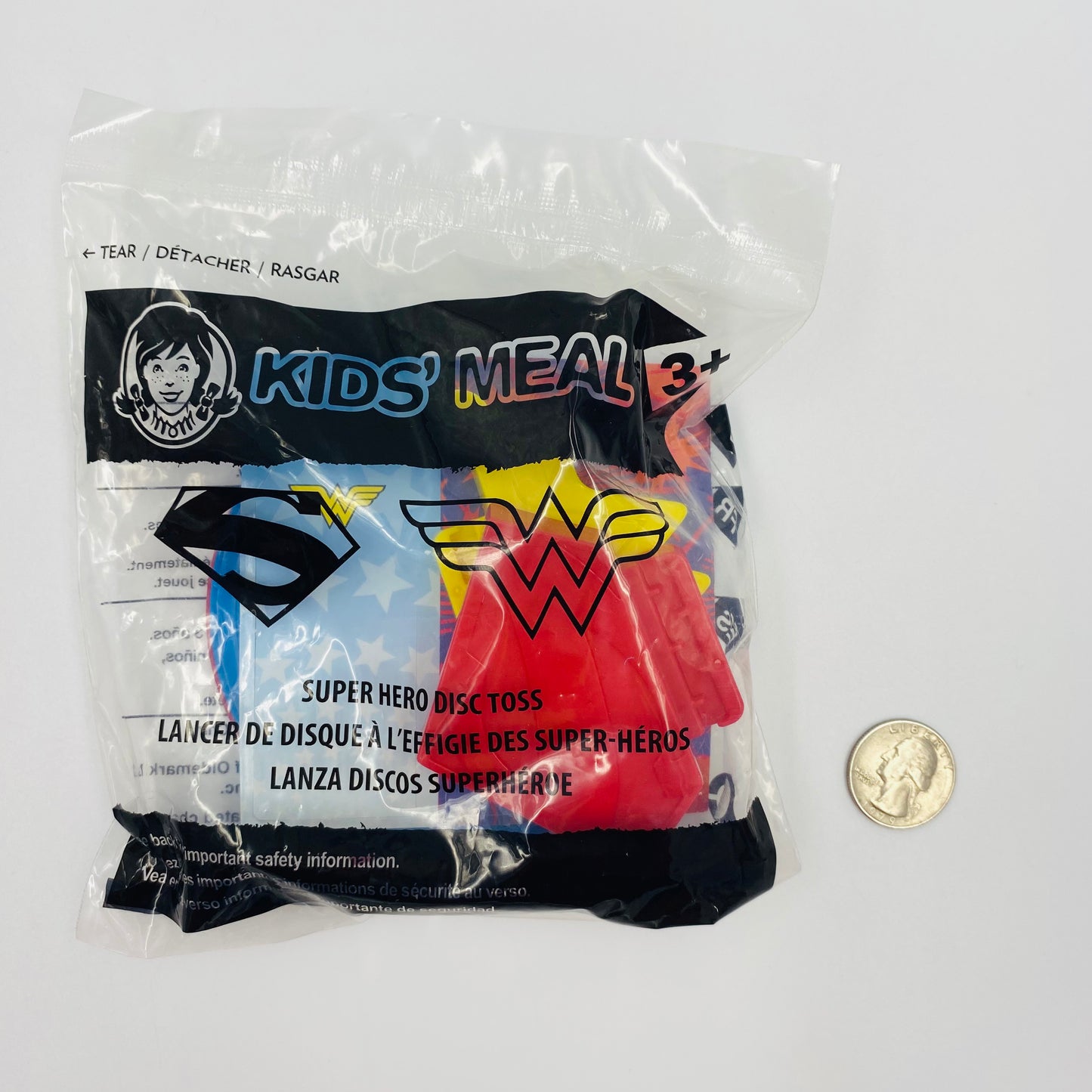 Superman/Wonder Woman Super Hero Disc Toss Wendy's Kids' Meal toy (2013) bagged