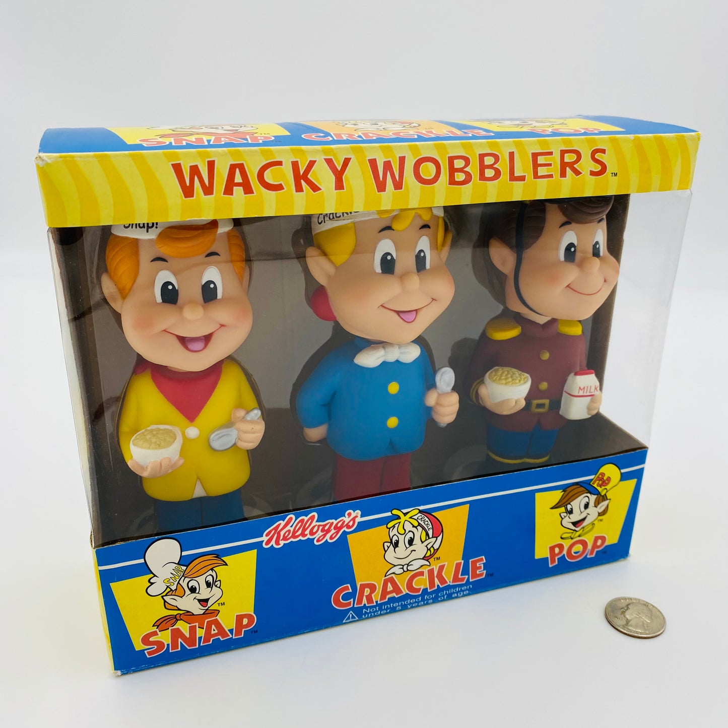 Wacky Wobblers Kellogg’s Rice Krispies Snap Crackle & Pop boxed 7" bobbleheads (2000) Funko