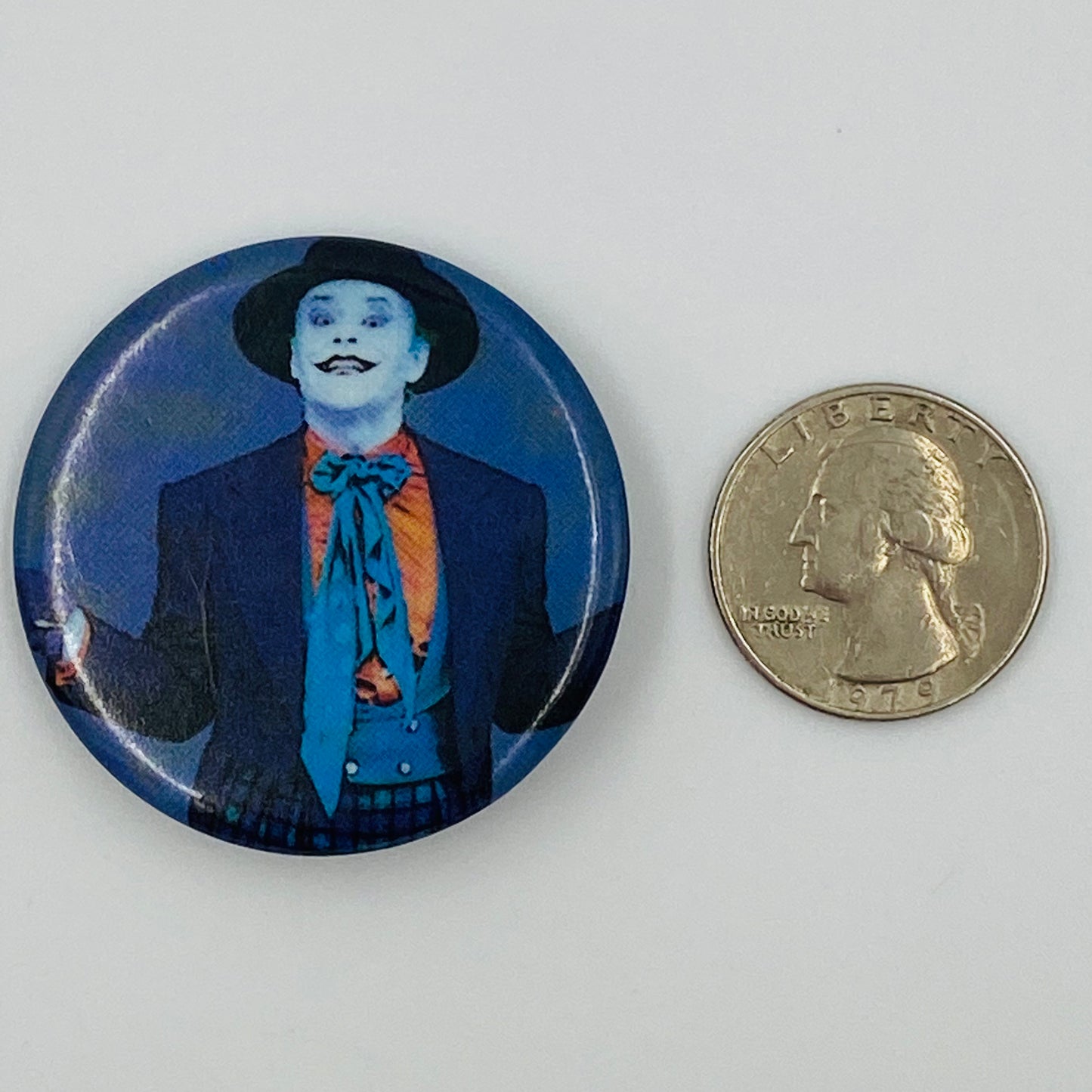 Batman '89 Here’s Joker! pinback button (1989)