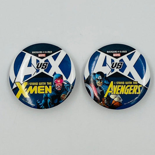 Avengers VS X-Men Captain America & Cyclops by Adam Kubert promo pinback buttons (2012)