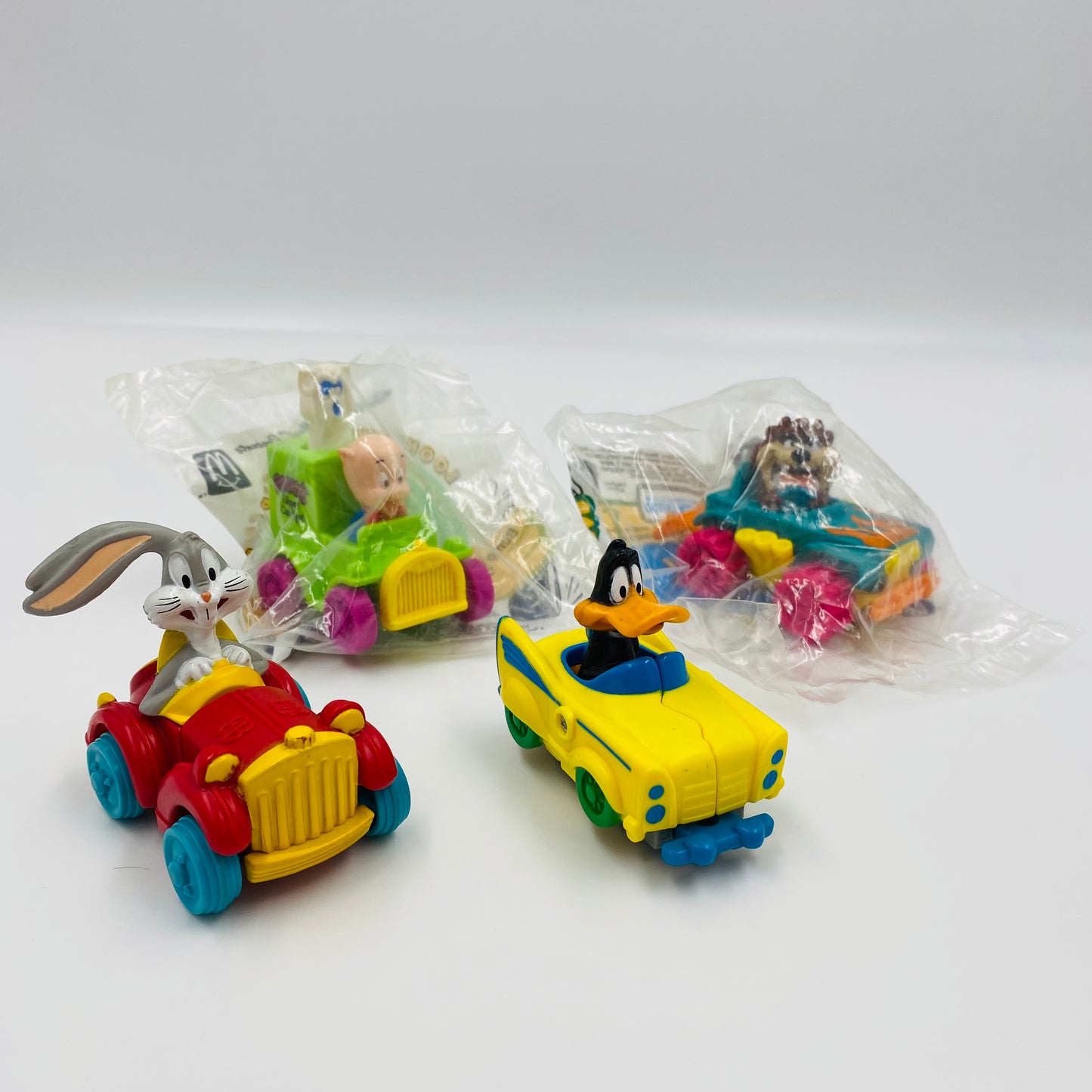 Looney Tunes Quack-Up Cars complete set of 5 McDonald's Happy Meal toys (1992) bagged & loose