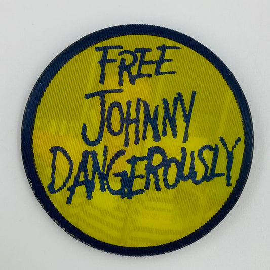 Johnny Dangerously: Free Johnny Dangerously lenticular promo pinback button (1984)