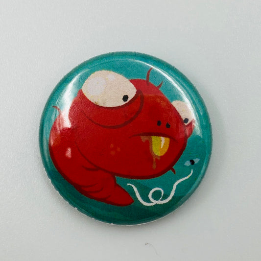 Andrew Bell The Creatures in my Head red worm pinback button