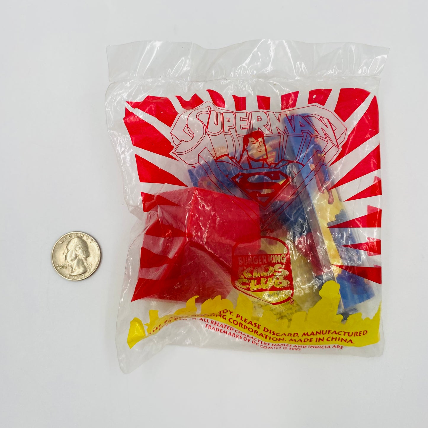 Superman The Animated Series spring loaded Superman Burger King Kids' Meals toy (1997) bagged