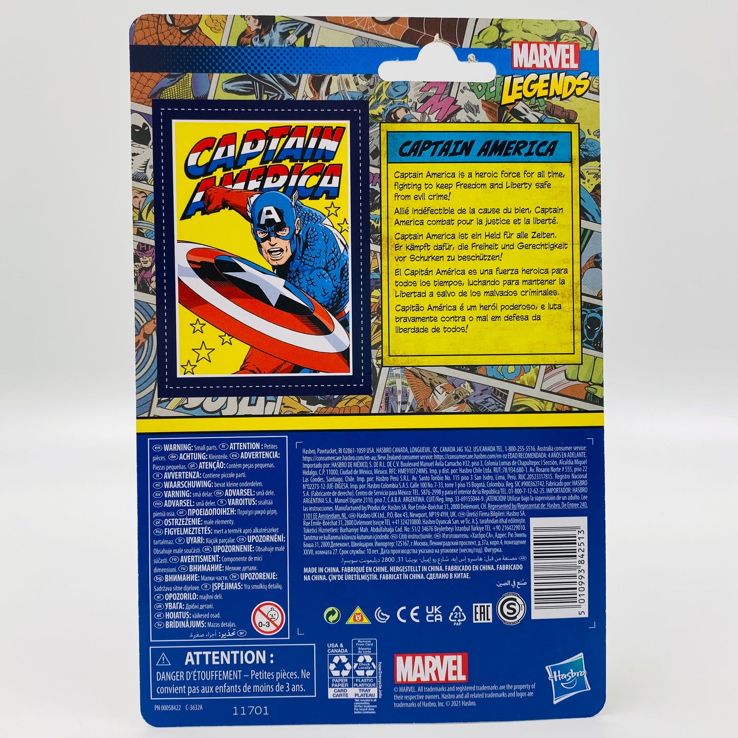 Marvel Legends Retro Captain America carded 3.75” action figure (2021) Kenner (Hasbro)