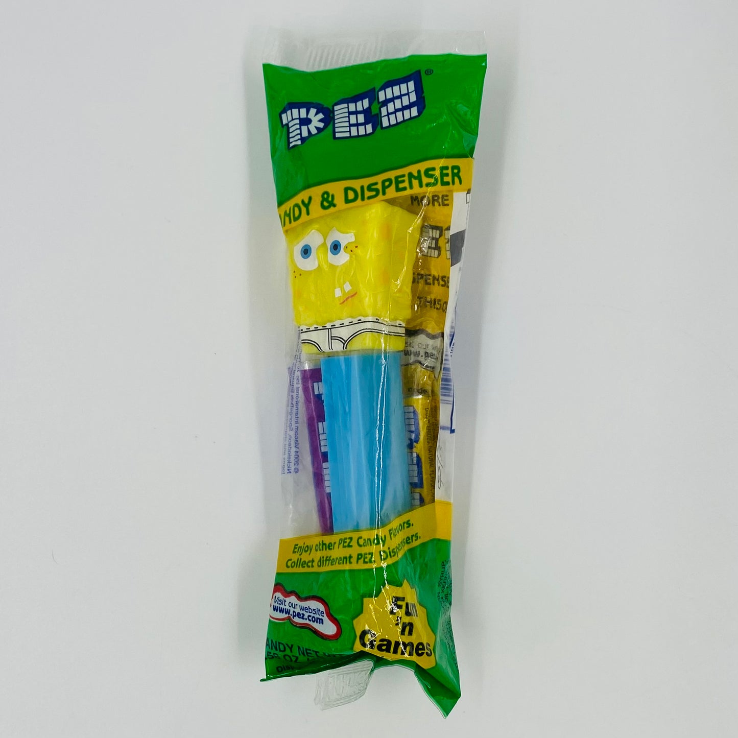 SpongeBob SquarePants (underwear) blue stem PEZ dispenser (2004) bagged 5.9 Slovenia green cello
