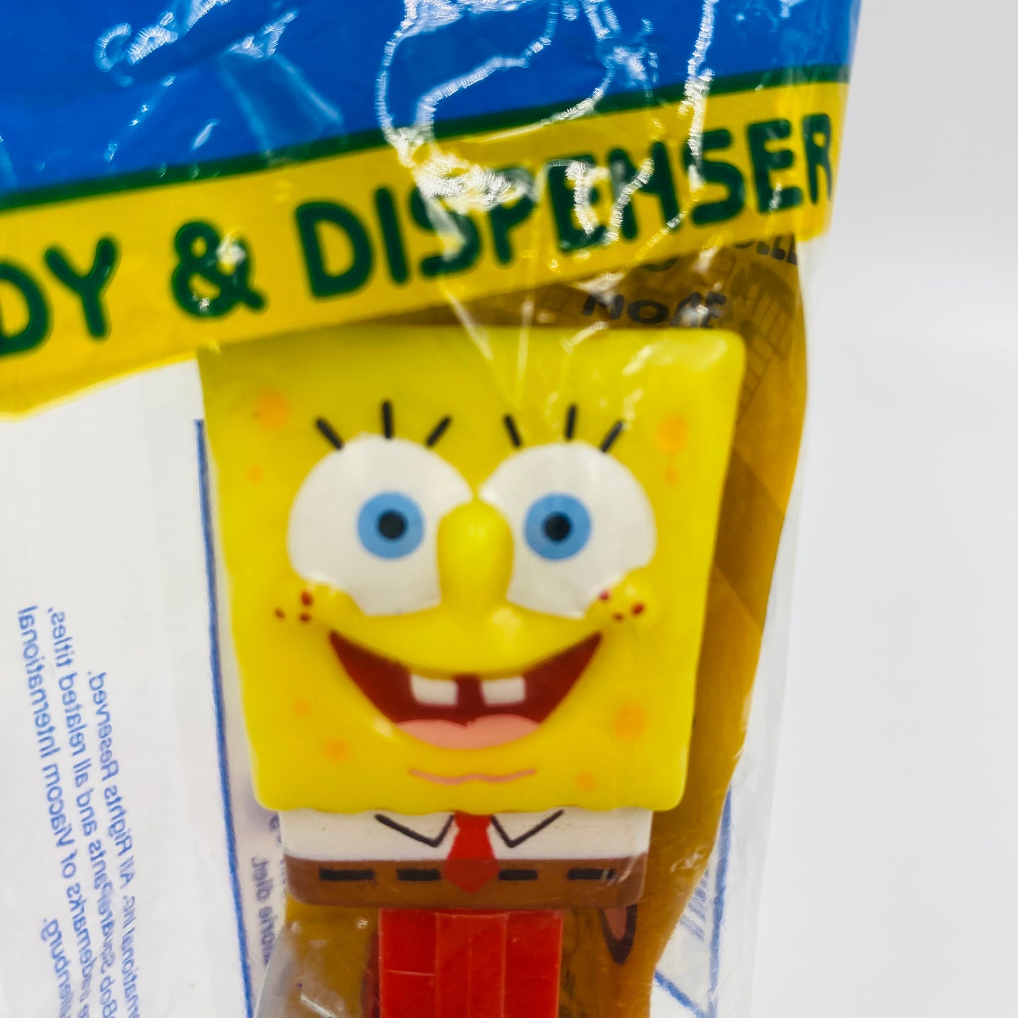 SpongeBob SquarePants red stem PEZ dispenser (2004) bagged 4.9 Hungary blue cello