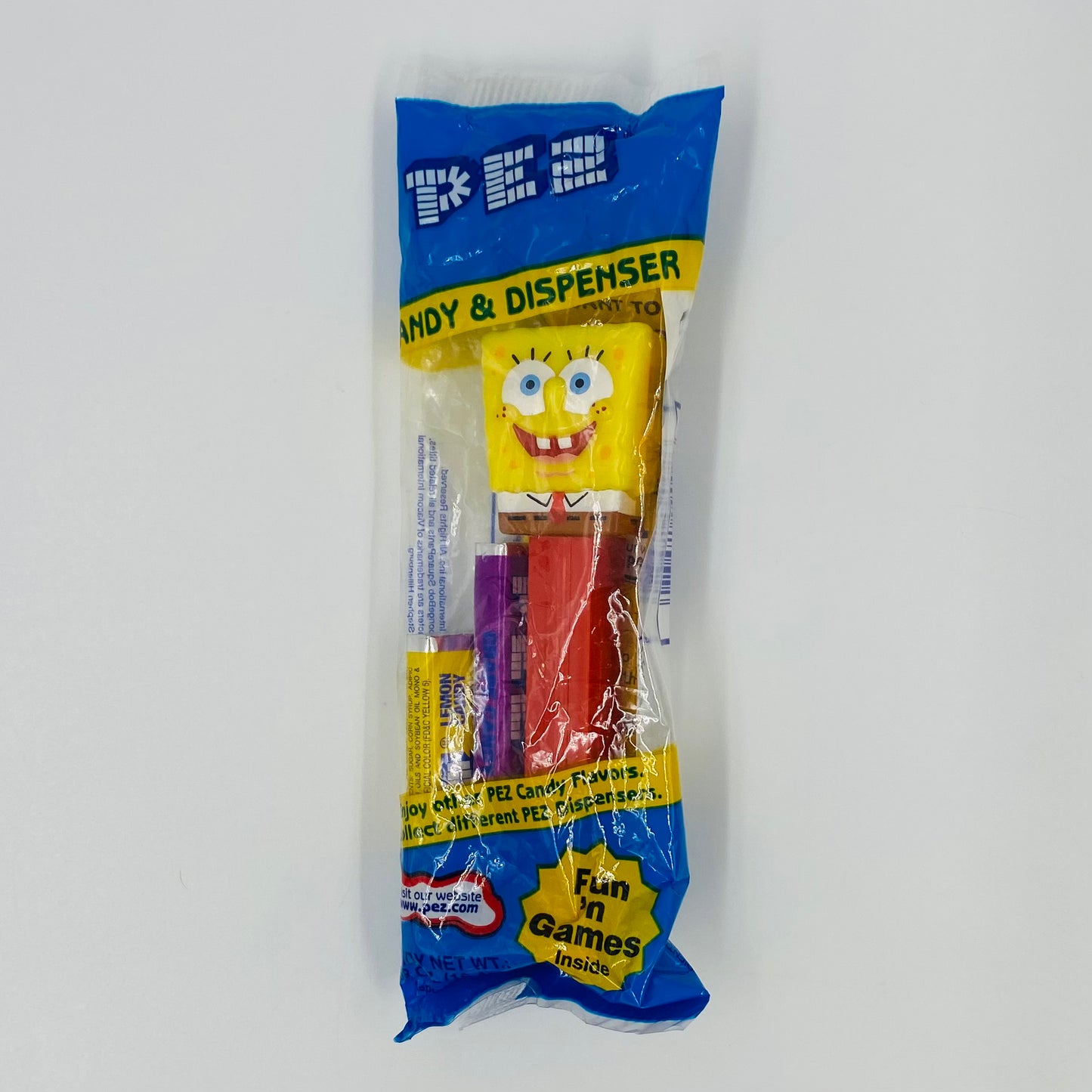 SpongeBob SquarePants red stem PEZ dispenser (2004) bagged 4.9 Hungary blue cello