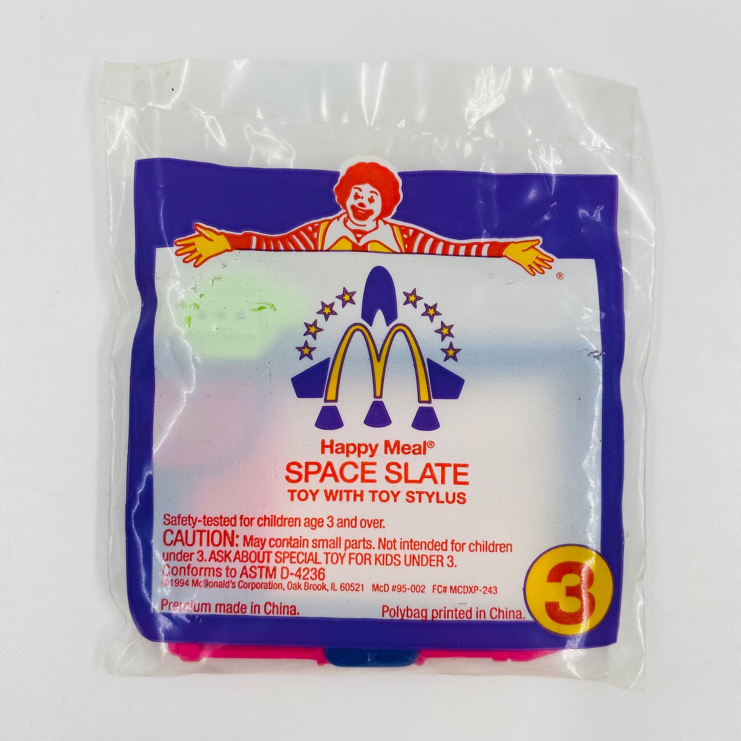 McDonald's Space Rescue Space Slate toy with toy stylus McDonald's Happy Meal toy (1995) bagged