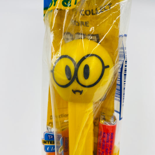 Funky Faces Nerdy Face yellow stem PEZ dispenser (2003) bagged 4.9 Hungary blue cello