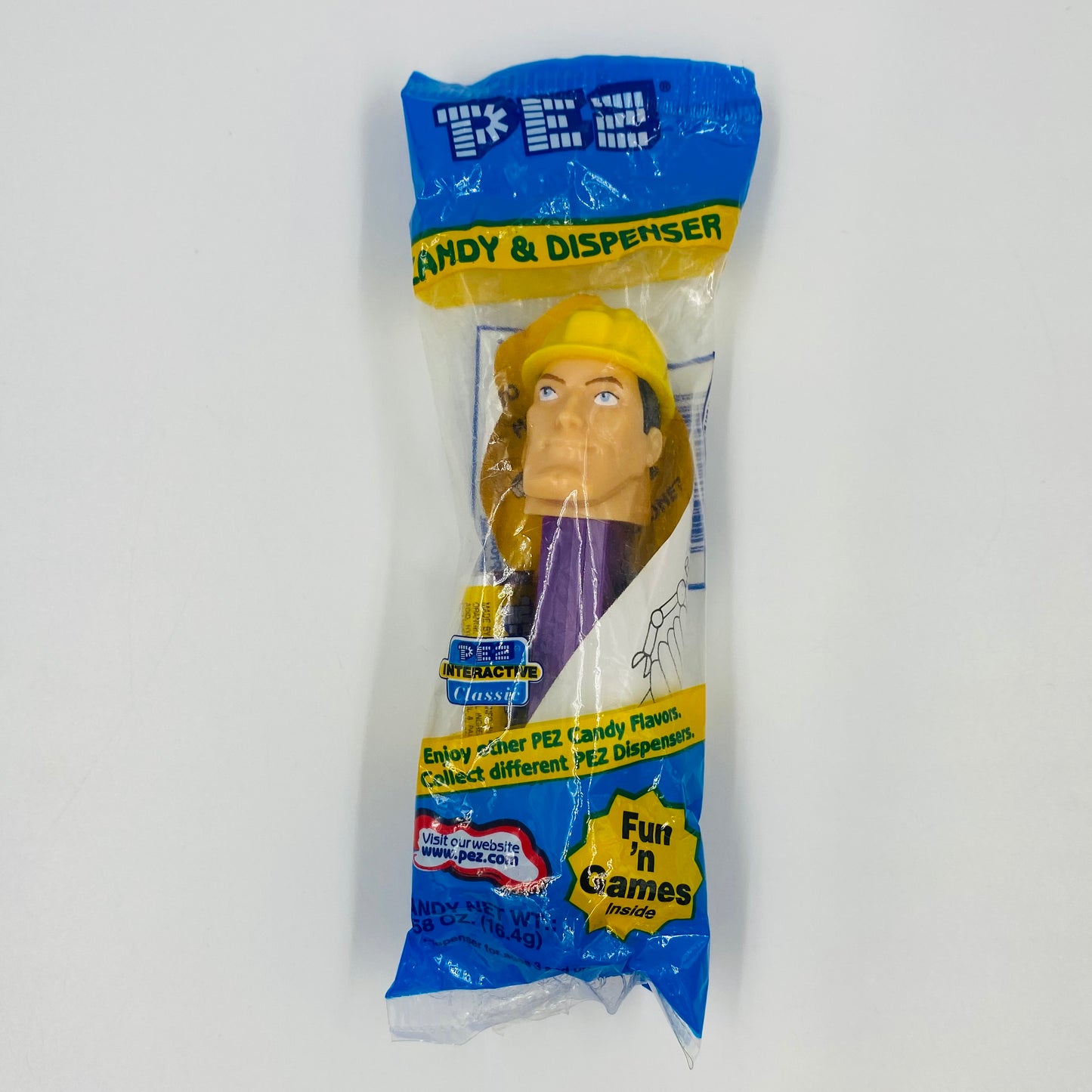 Emergency Heroes Chris the Construction Worker PEZ dispenser (2003) bagged 5.9 Slovenia blue cello