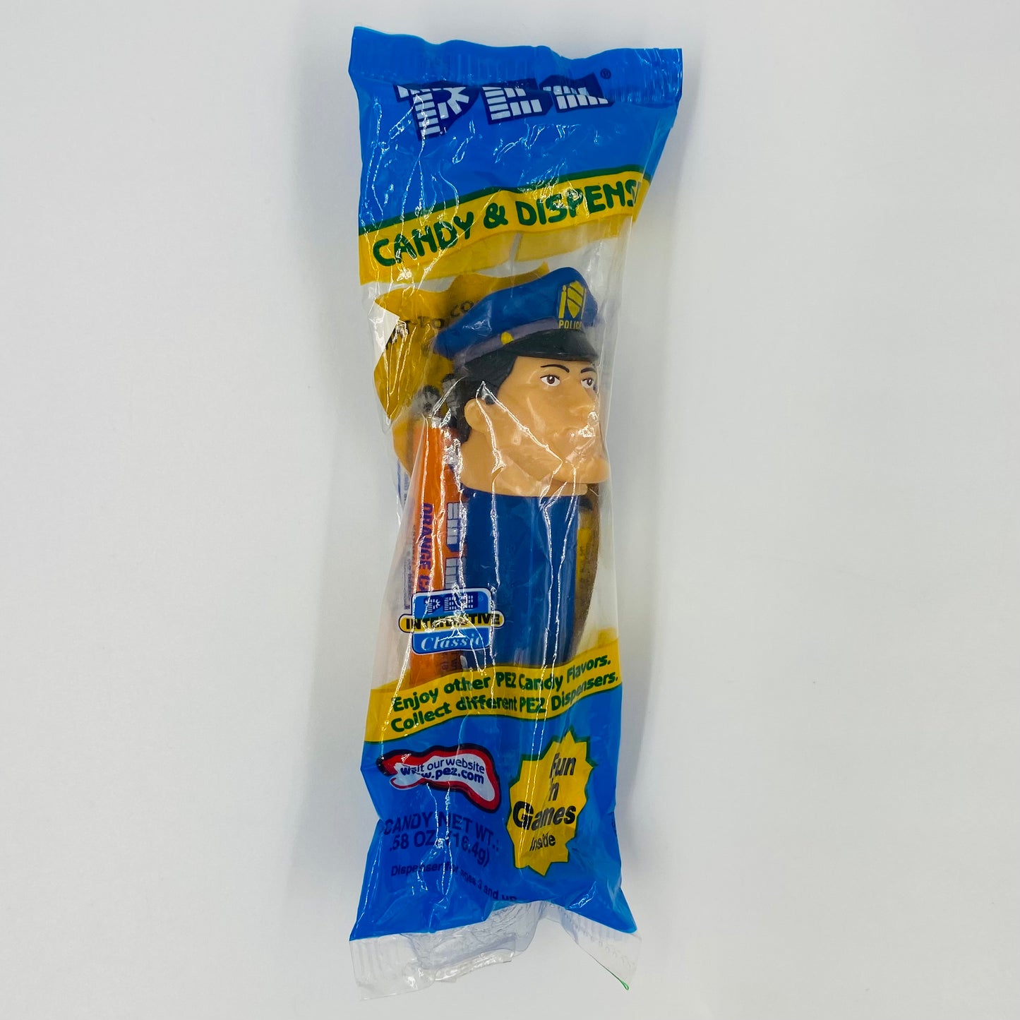 Emergency Heroes Pat the Policeman PEZ dispenser (2003) bagged 4.9 Hungary blue cello