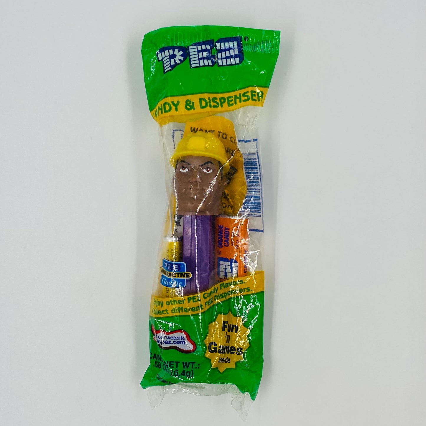 Emergency Heroes Chuck the Construction Worker PEZ dispenser (2003) bagged 5.9 Slovenia green cello