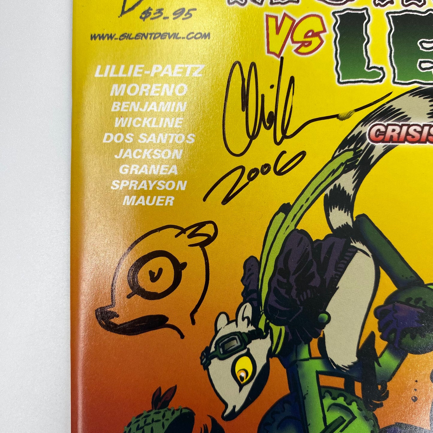Monkey in a Wagon VS Lemur on a Big Wheel Crisis with Infinite Critters (2006) Silent Devil (SIGNED & SKETCHED) (VG+)